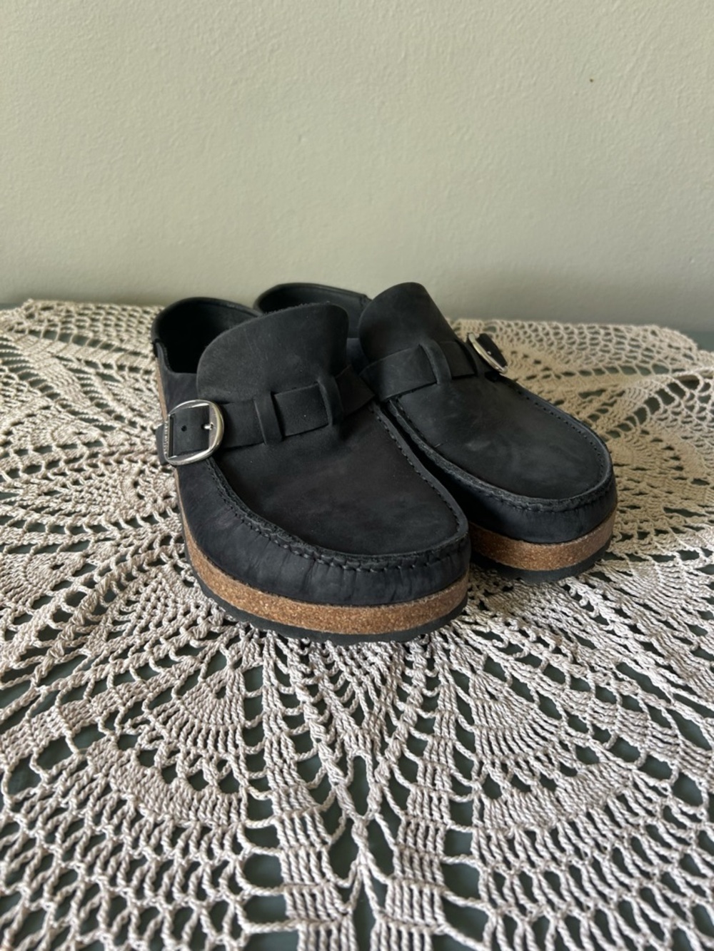 Birkenstock Buckley Black Leather Mule Clogs Size 39 EU / 8–8.5